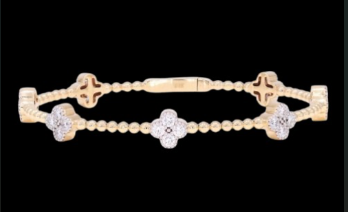 14 KT White Gold Diamond Studded Bangles - 0.75CT