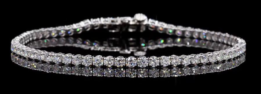 14 KT White Gold Single Line Diamond Tennis Bracelet - 4.00CT