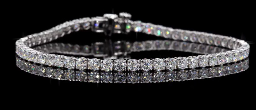 14 KT White Gold Single Line Diamond Tennis Bracelet - 5.00CT