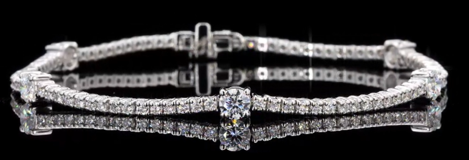 Round Tennis Bracelet with Round Solitaire – 3.00CT