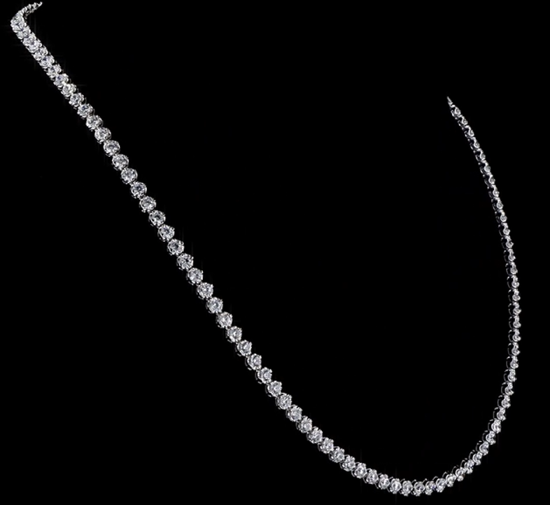 14 KT White Gold Single Line Diamond Tennis Necklace – Illusion Setting, 7.00CT (16.5 inch)