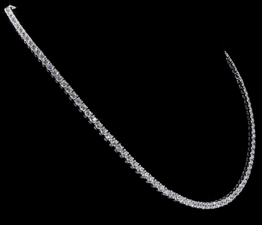 14 KT White Gold Single Line Diamond Tennis Necklace – 12CT