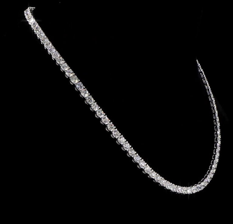 14 KT White Gold Single Line Diamond Tennis Necklace – 20CT
