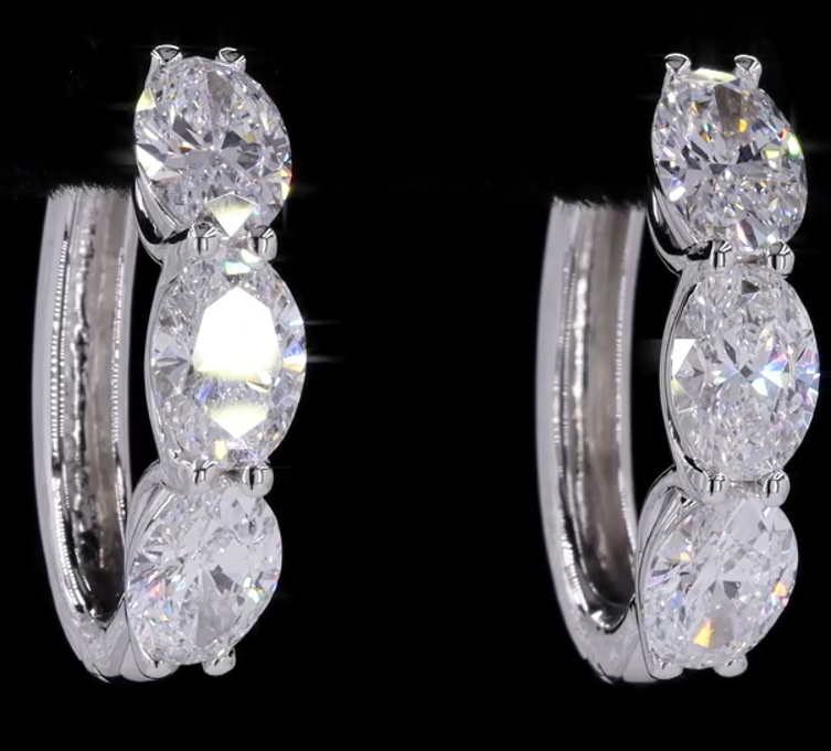 Tri Oval Hoops – 3.00CT